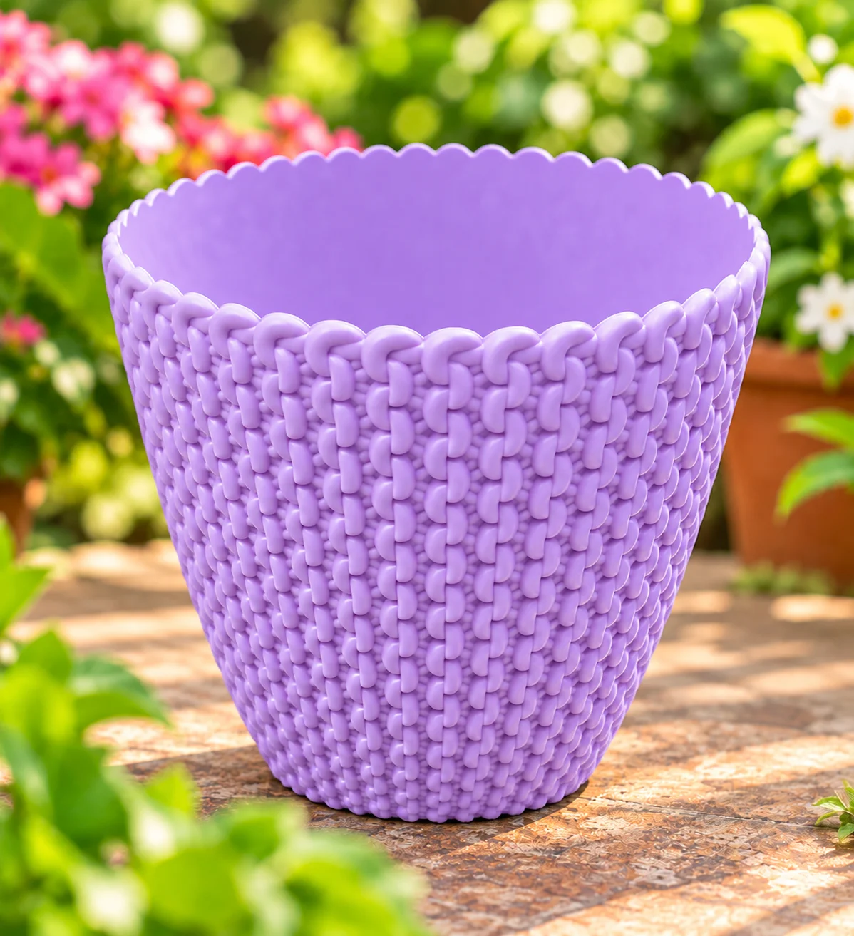 Decorative-woven-pattern-planter(lavender colour)