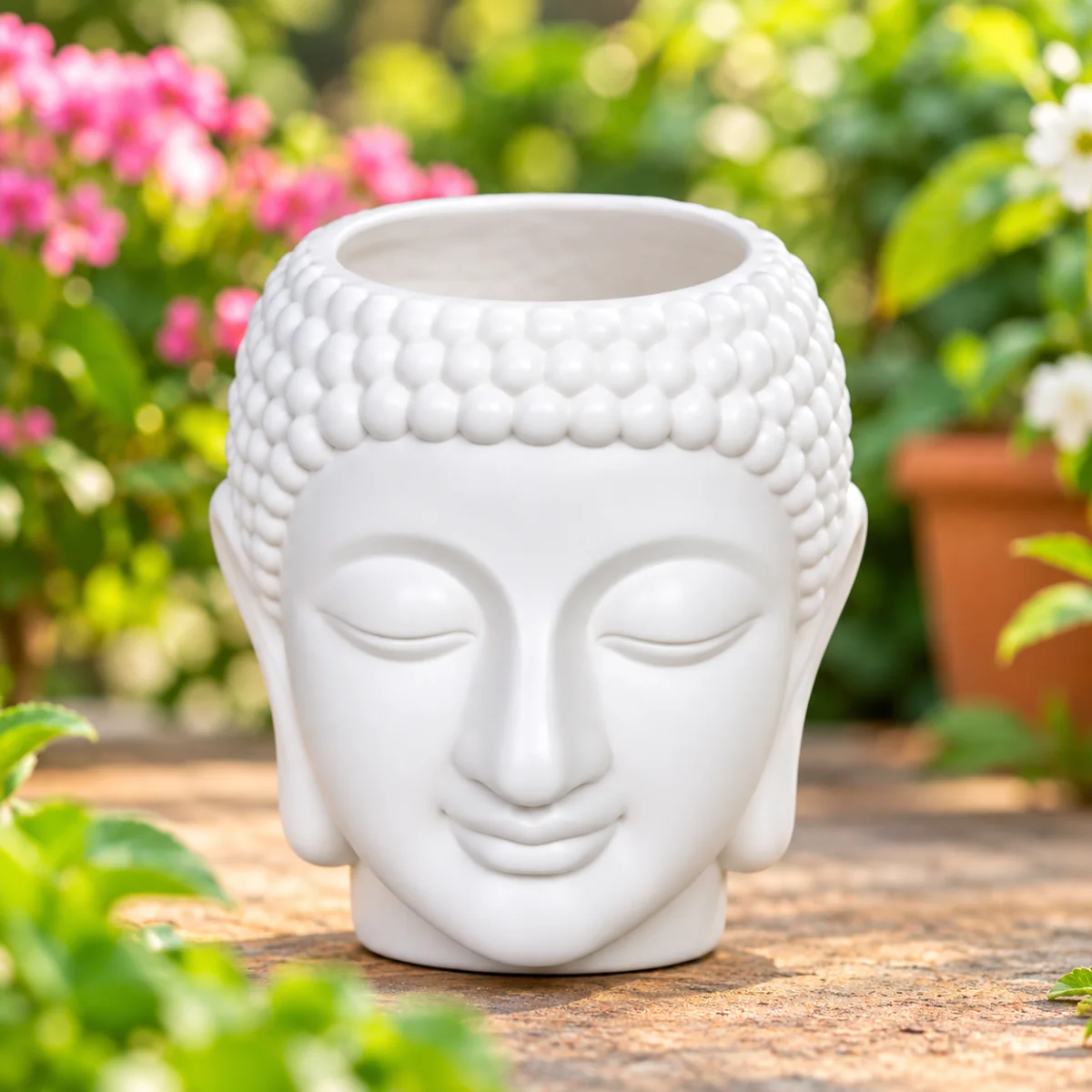 white-buddha-head-planter-(medium size)