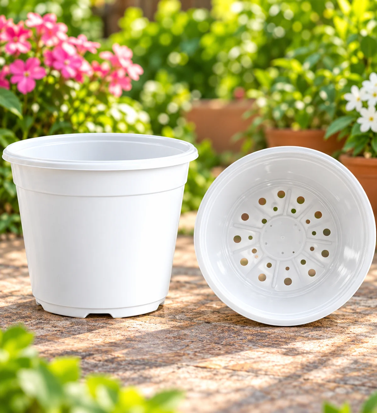 White-plastic-nursery-pot-with-drainage-holes